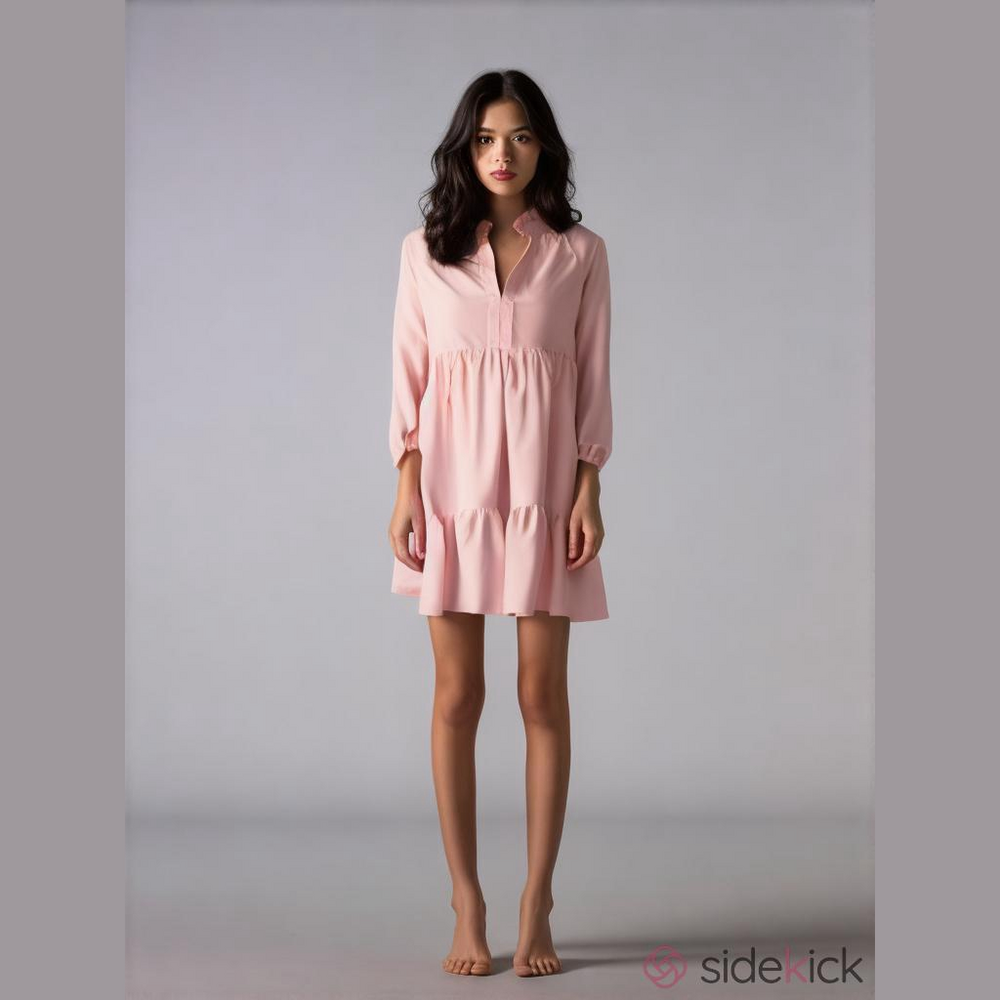 Pink Tiered Ruffle Dress Pink by Emory Rise Elegant, Size XS